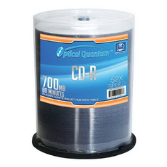 Optical Quantum 52x 700MB Glossy White Inkjet Hub Printable CD-R 100 Packs Disc